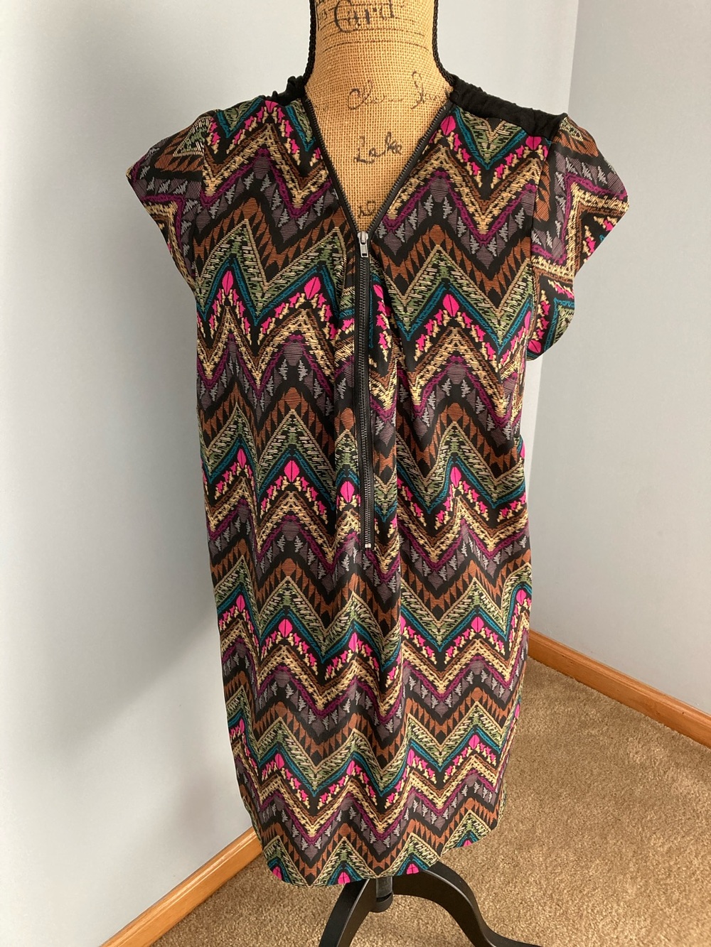 Daniel Rainn Front-Zip Blouse Black Brown Teal Fuchsia Women Sz 2X
